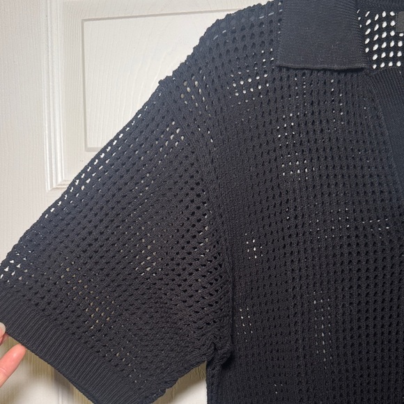 Banana Republic Black Mesh Swim Open Stitch Sweater Coverup - Picture 4 of 12